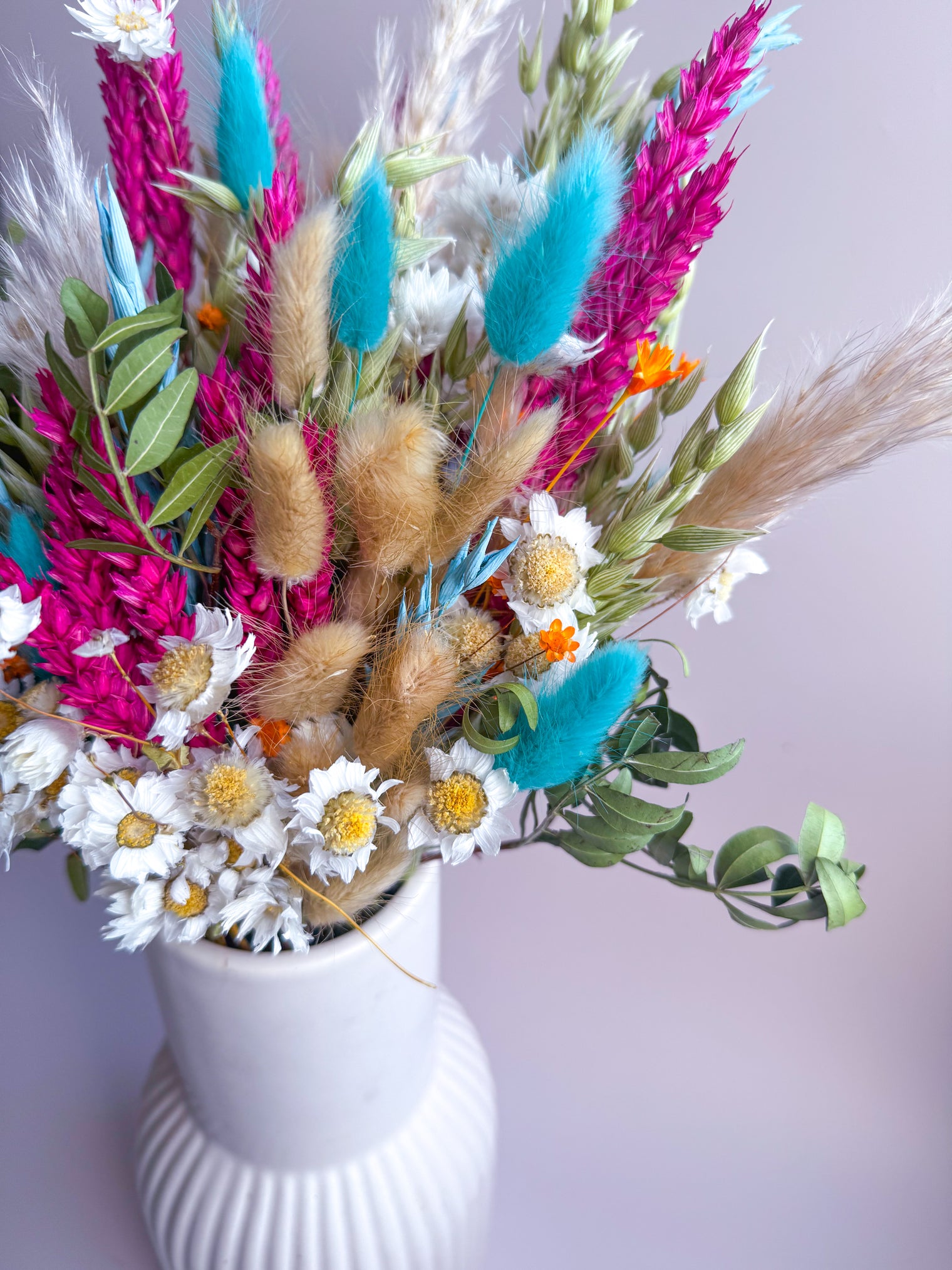 The Happy Dried Flower Bouquet - Pink and Turquoise