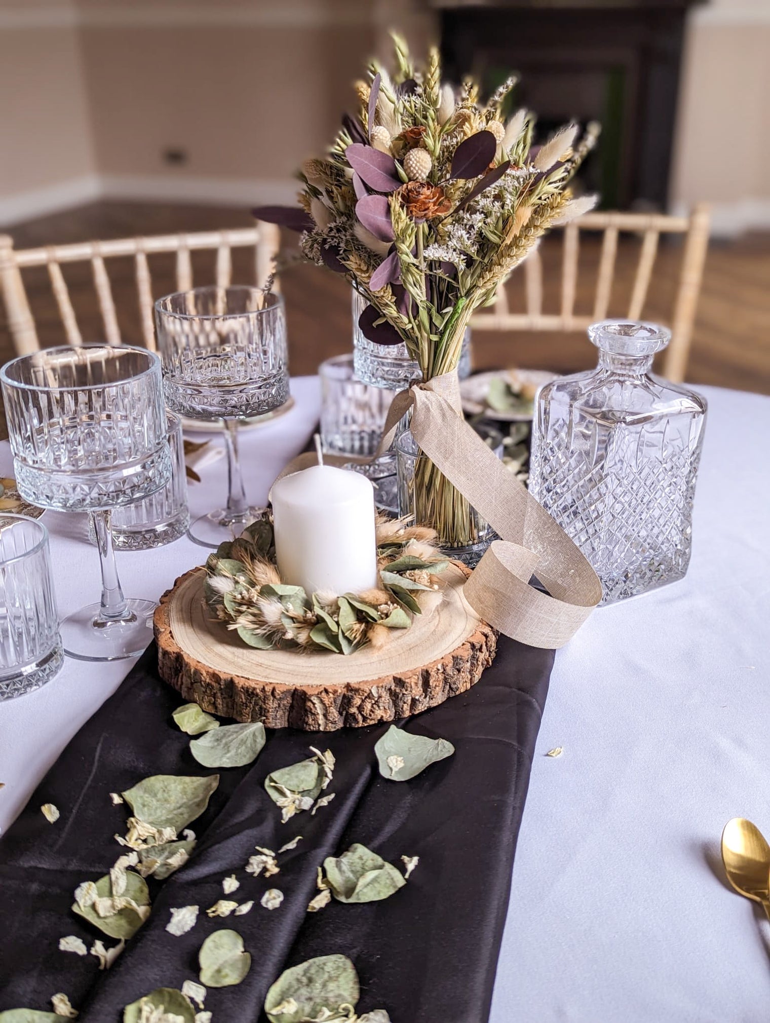 Small Eucalyptus and Bunny tails Candle Wreath