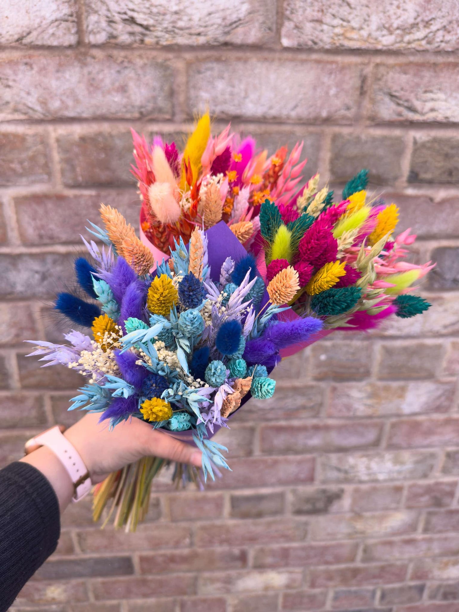 Blue and Purple Dried Flower Bouquet