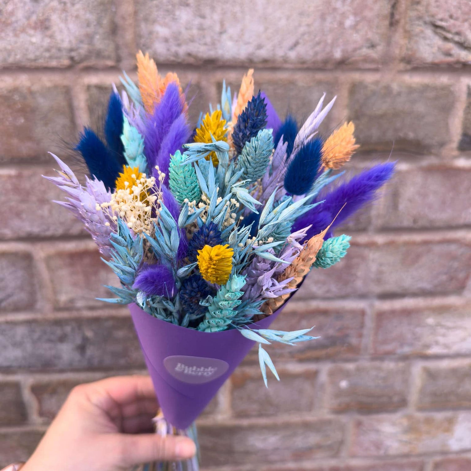 Blue and Purple Dried Flower Bouquet