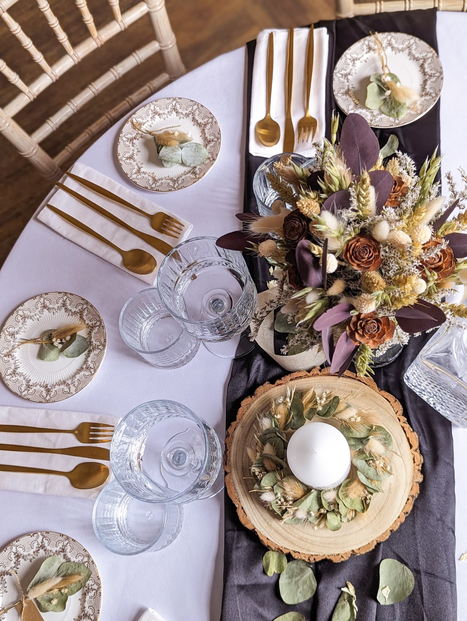 Small Eucalyptus and Bunny tails Candle Wreath