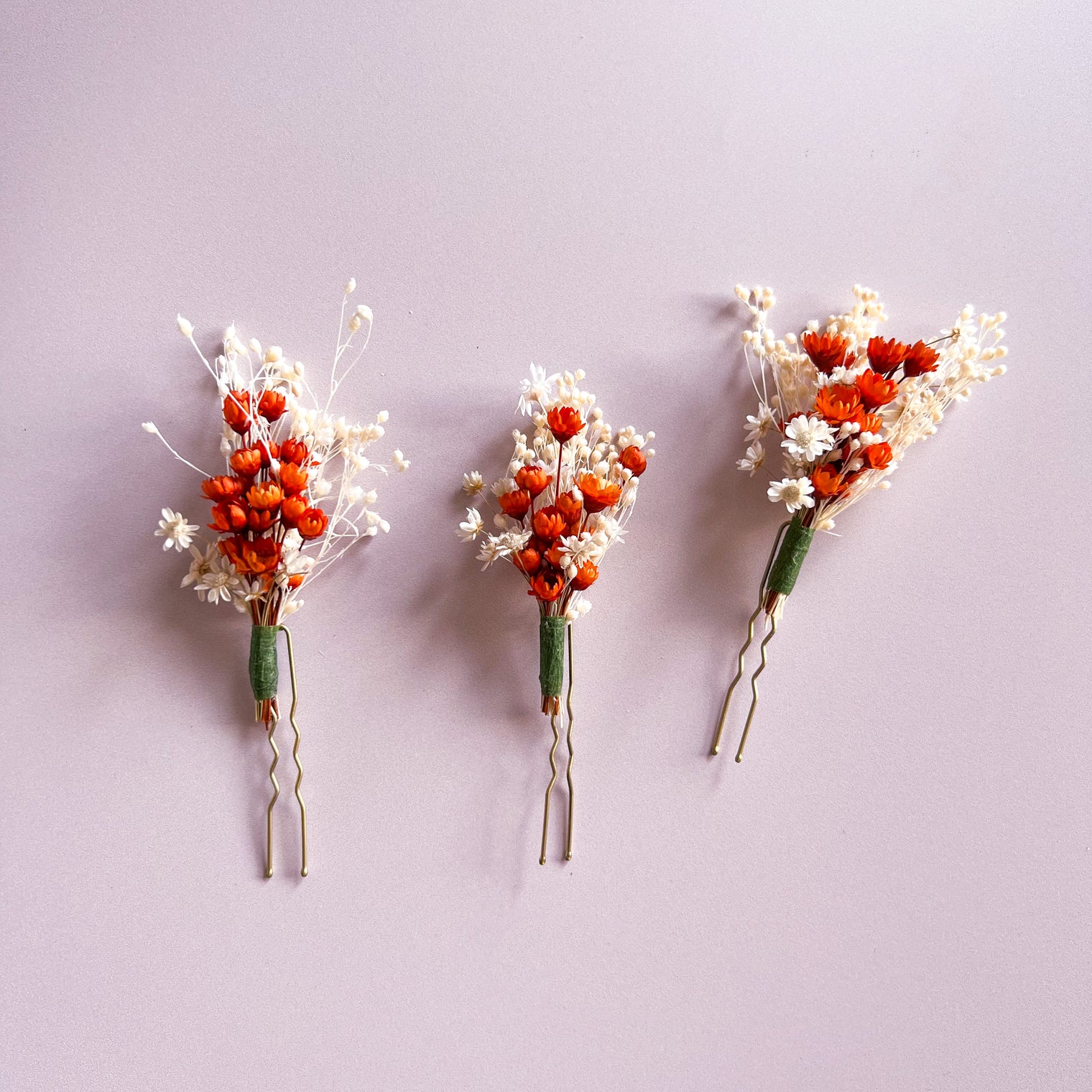 Terracotta Boho Dried Flower Hair Pin