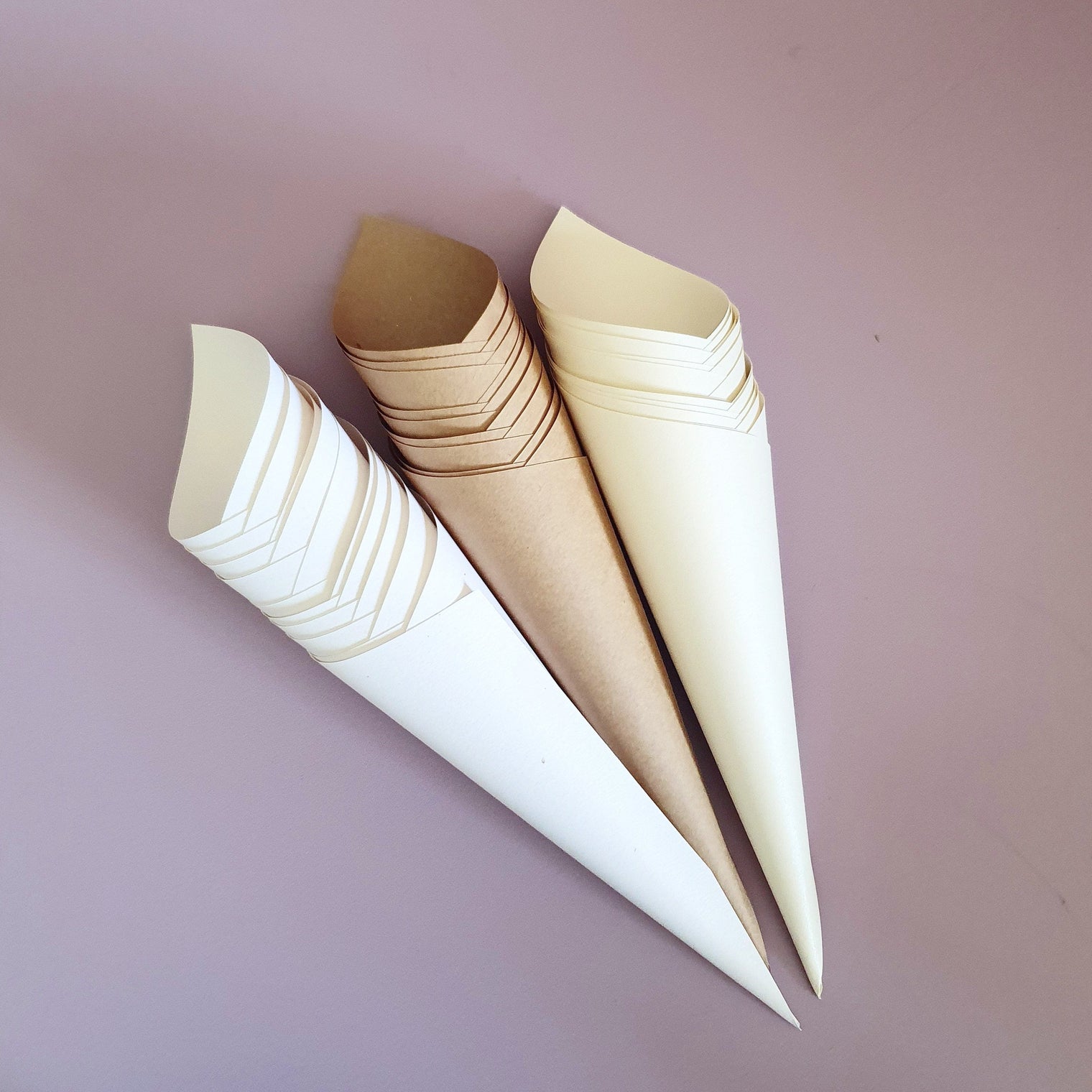 Confetti Cones - Ivory, Kraft, White