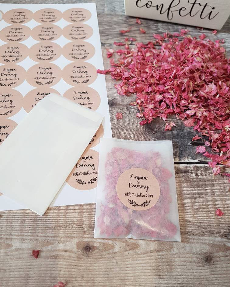 Personalised - DIY Wedding Confetti pack in Glassine bag