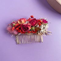 Orange Dried Flower Hair Comb