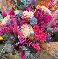 Whimsical Rainbow Bridal Bouquet with Eucalyptus