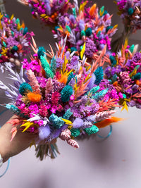 Purple Berry themed Dried Flower Wedding Bouquet