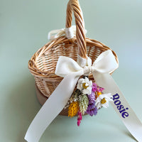 Secret Garden Flower Girl Baskets with Personalised Ribbon