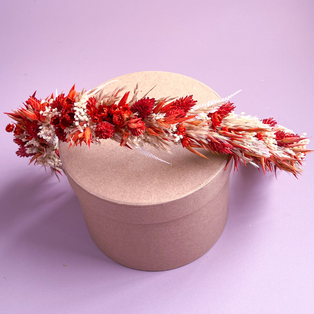 Burnt Orange Dried Flower Hair Crown