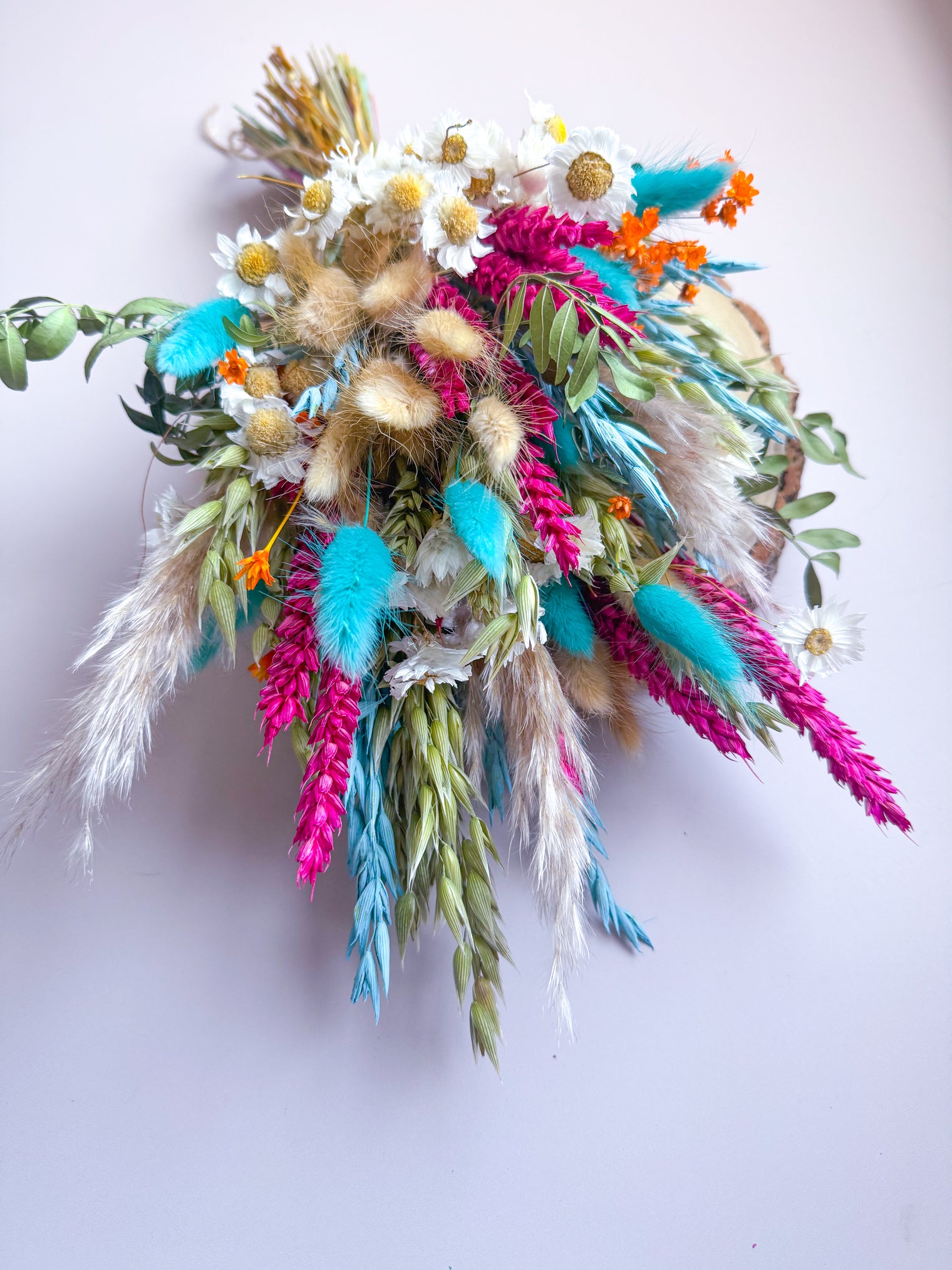 The Happy Dried Flower Bouquet - Pink and Turquoise