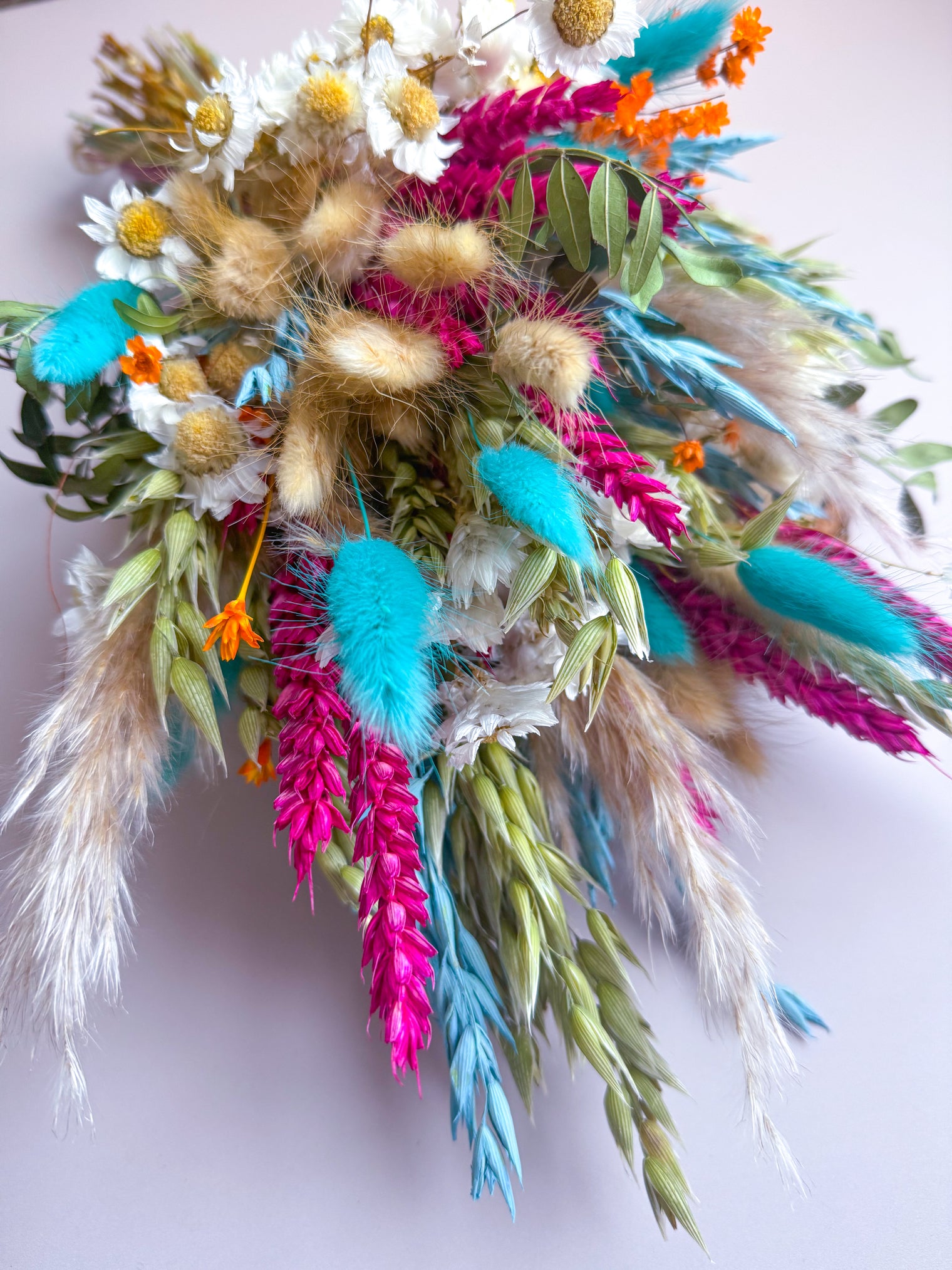 The Happy Dried Flower Bouquet - Pink and Turquoise