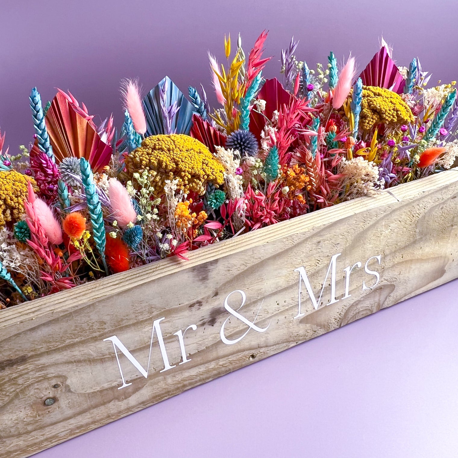 Rainbow Dried Flower Wedding Table Decor