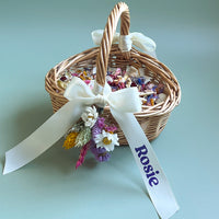 Secret Garden Flower Girl Baskets with Personalised Ribbon