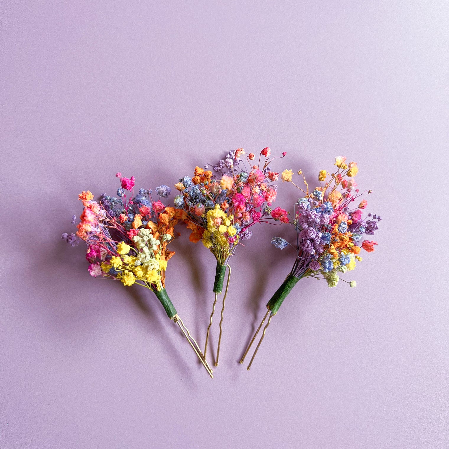 Rainbow Gypsophila Wedding Dried Flower Hair Pin