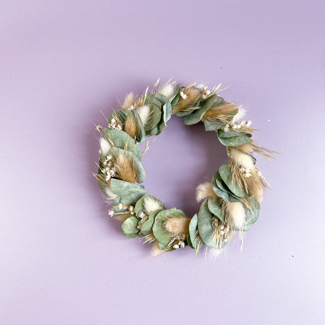 Small Eucalyptus and Bunny tails Candle Wreath