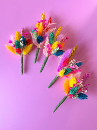 Rainbow Dried Flower Buttonholes