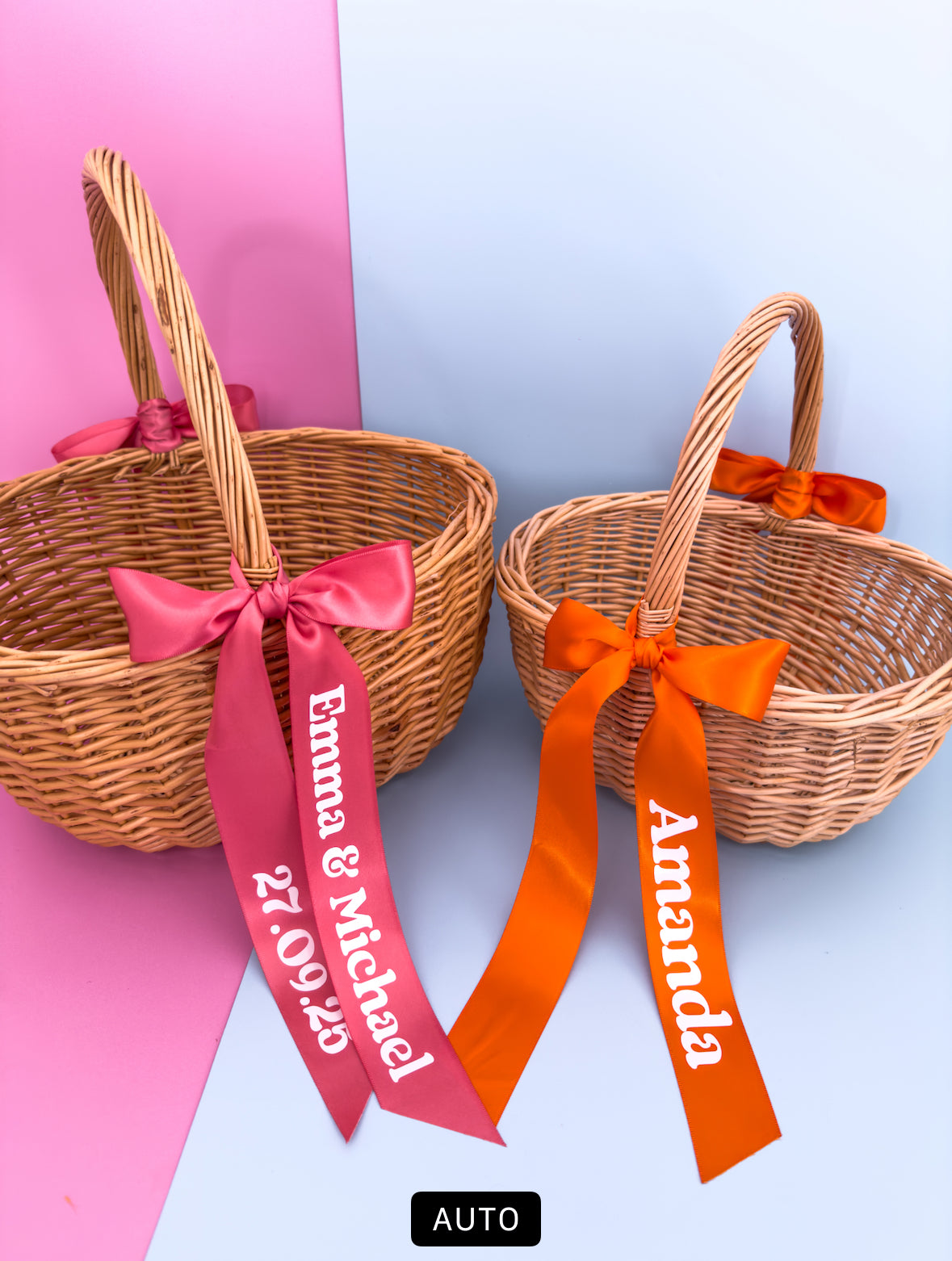 Bridesmaid Wedding Baskets with Personalised Ribbon