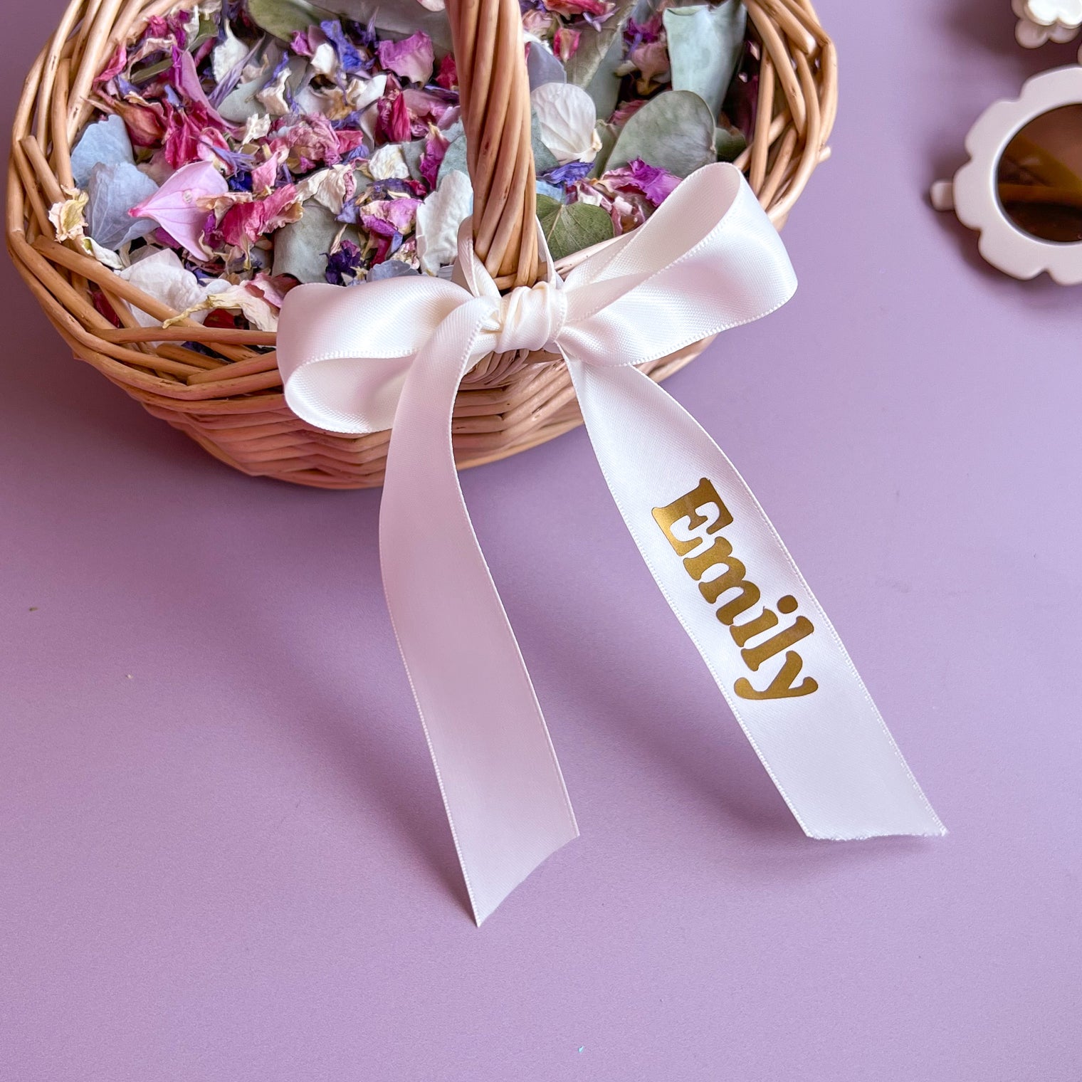 Flower Girl Baskets with Personalised Ribbon