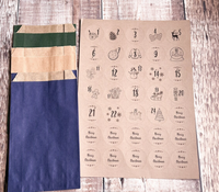 DIY Advent Calendar - Set of 24 Large Bags - Navy and Green