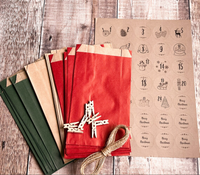 DIY Advent Calendar - Set of 24 Large Bags - Red and Green