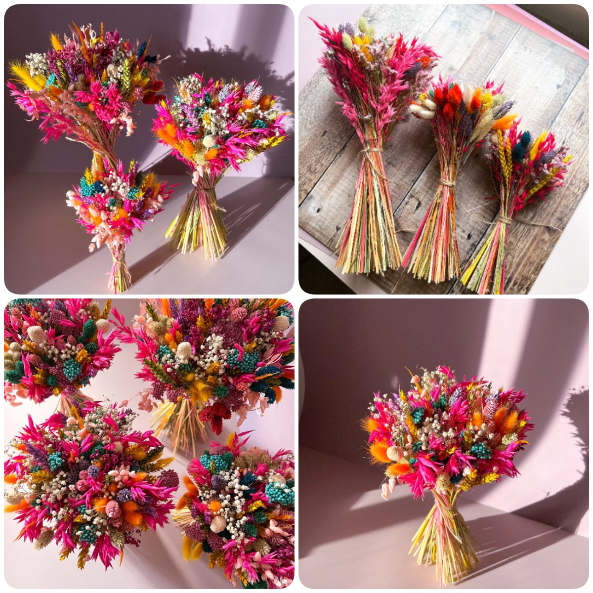 Vibrant Colourful Rainbow Dried Flower Bouquet