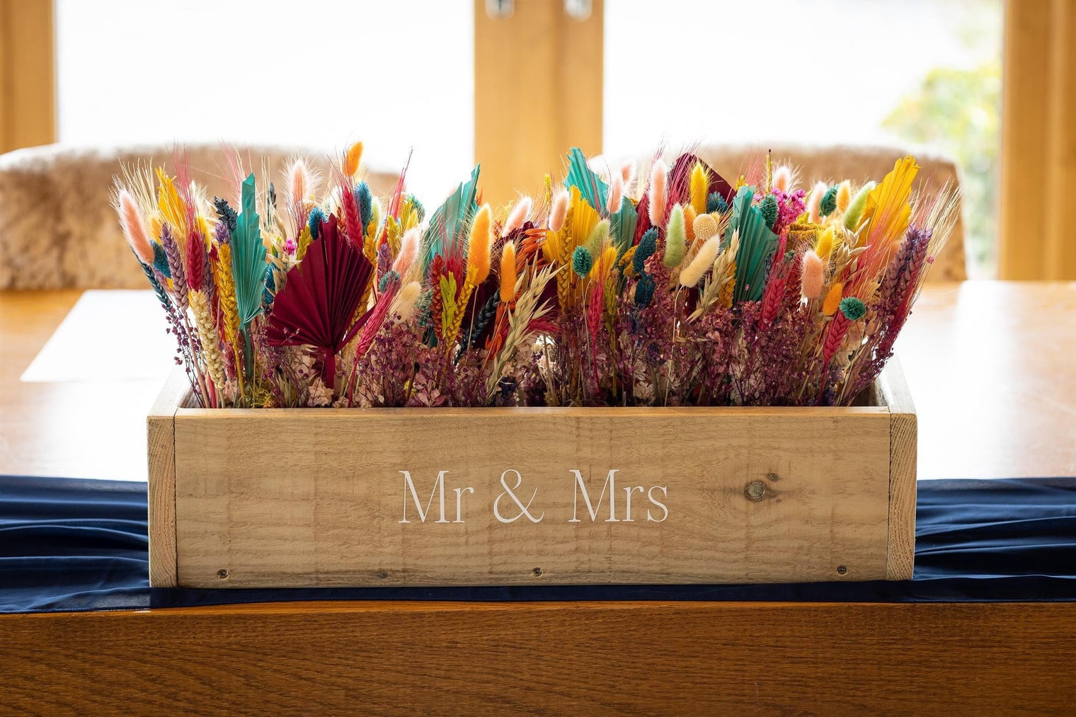 Rainbow Dried Flower Wedding Table Decor