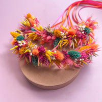 Pink Sunrise Dried Flower Hair Crown