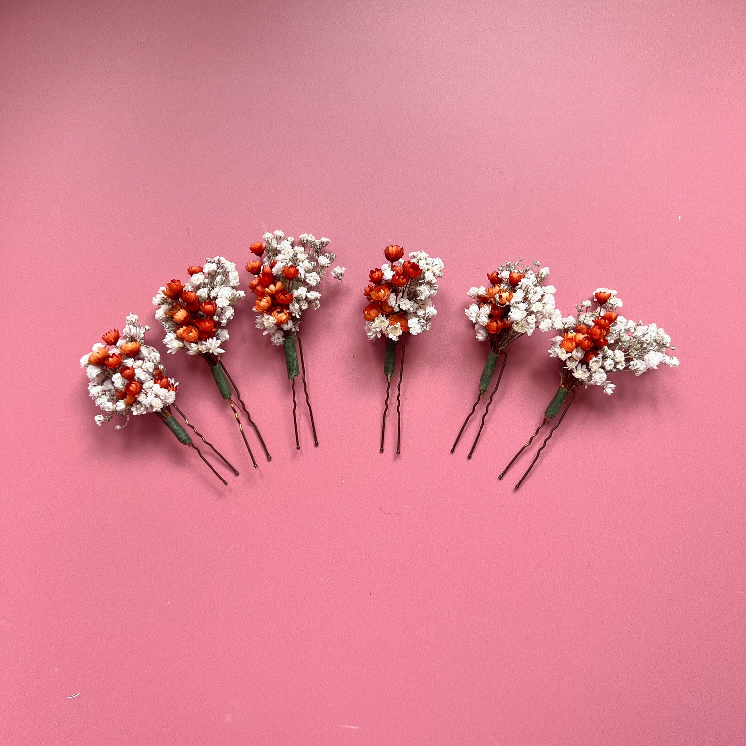 Burnt Orange Boho Dried Flower Hair Pin