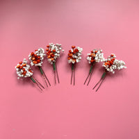 Burnt Orange Boho Dried Flower Hair Pin