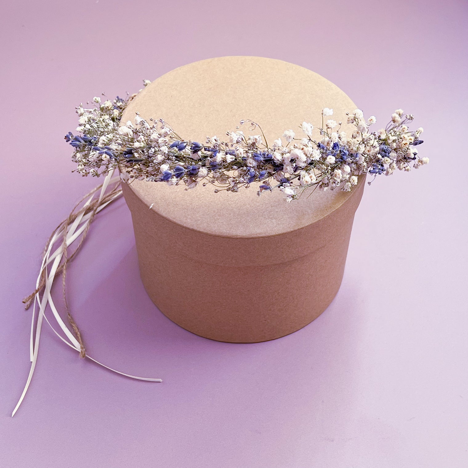 Lavender and Gypsophila Dried Flower Hair Crown