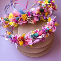 Rainbow Dried Flower Hair Crown