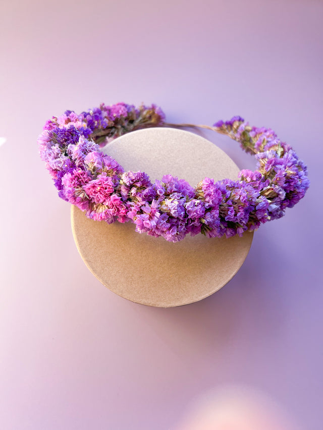 Purple Statice Dried Flower Hair Crown