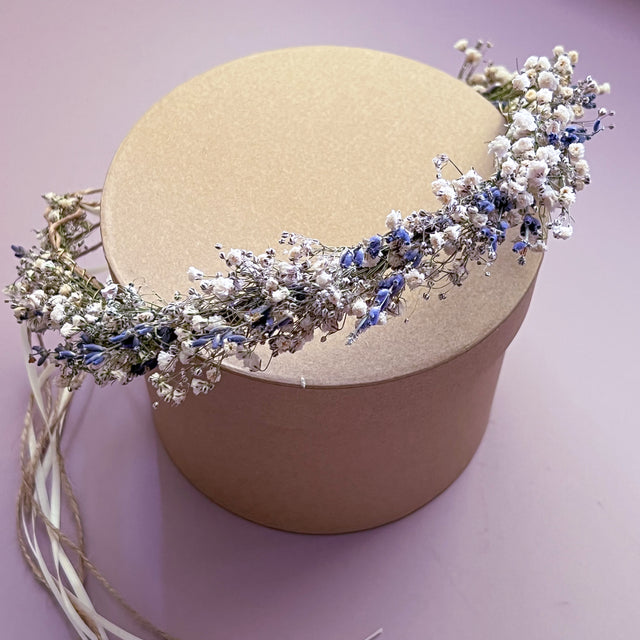 Lavender and Gypsophila Dried Flower Hair Crown