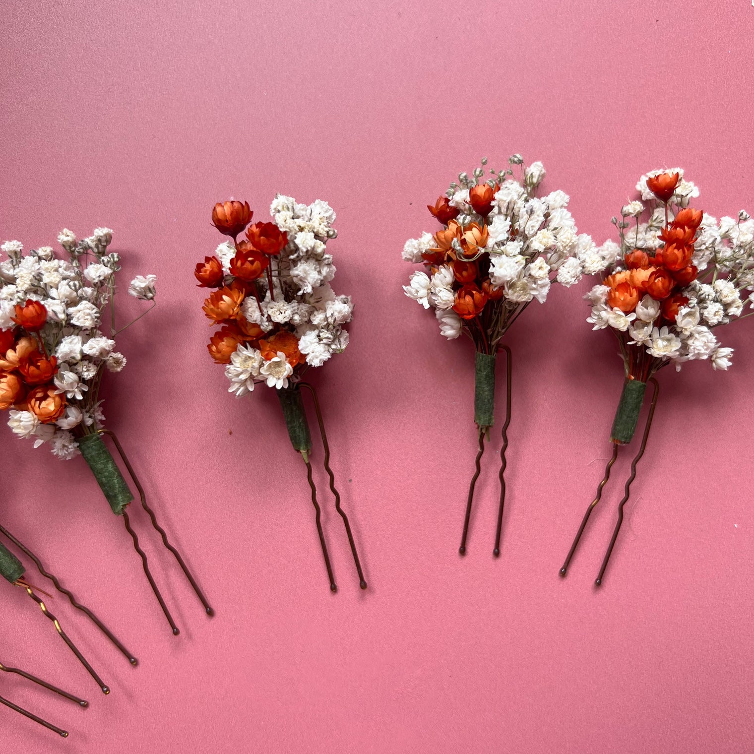 Burnt Orange Boho Dried Flower Hair Pin