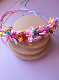 Rainbow Dried Flower Hair Crown