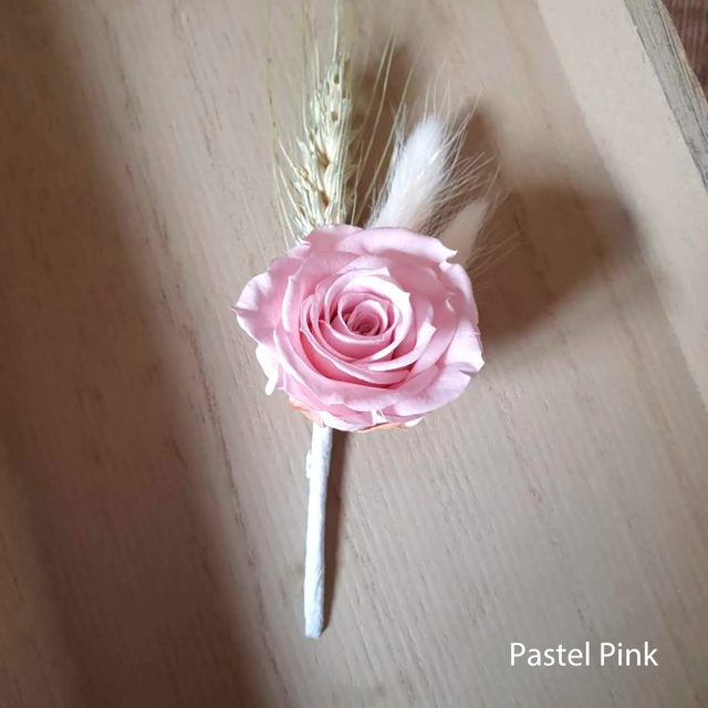 Pastel Dried Flower Buttonholes with Preserved Roses