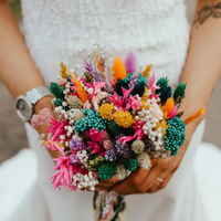 Rainbow and Vibrant Wedding Bouquets