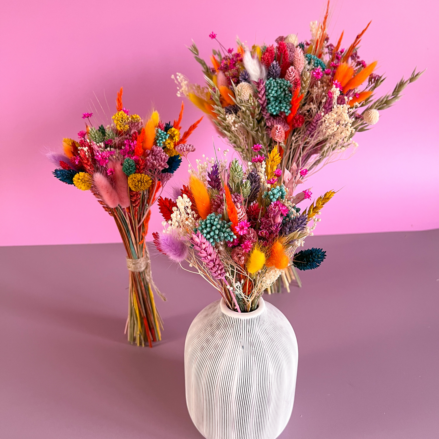 Vibrant Colourful Rainbow Dried Flower Bouquet