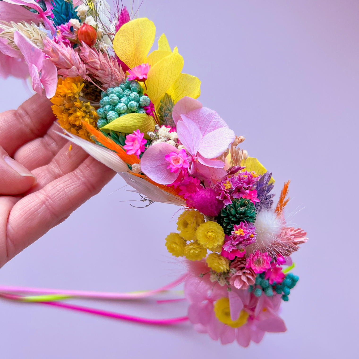 Rainbow Dried Flower Hair Crown