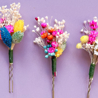 Rainbow Dried Flower Hair Pins