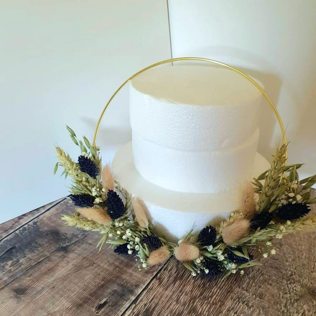 Rustic Dried Flower Cake Hoop - Gold