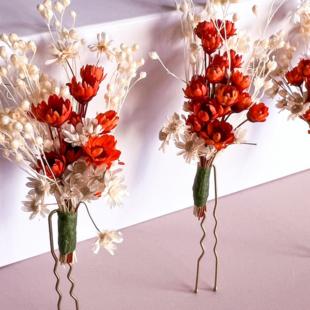 Terracotta Boho Dried Flower Hair Pins