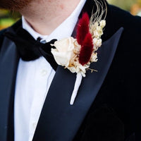 Pastel Dried Flower Buttonholes with Preserved Roses