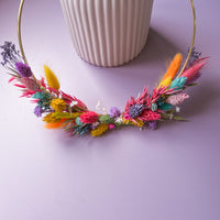 Rainbow Dried Flower Cake Hoop - Gold