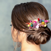 Rainbow Dried Flower Hair Comb