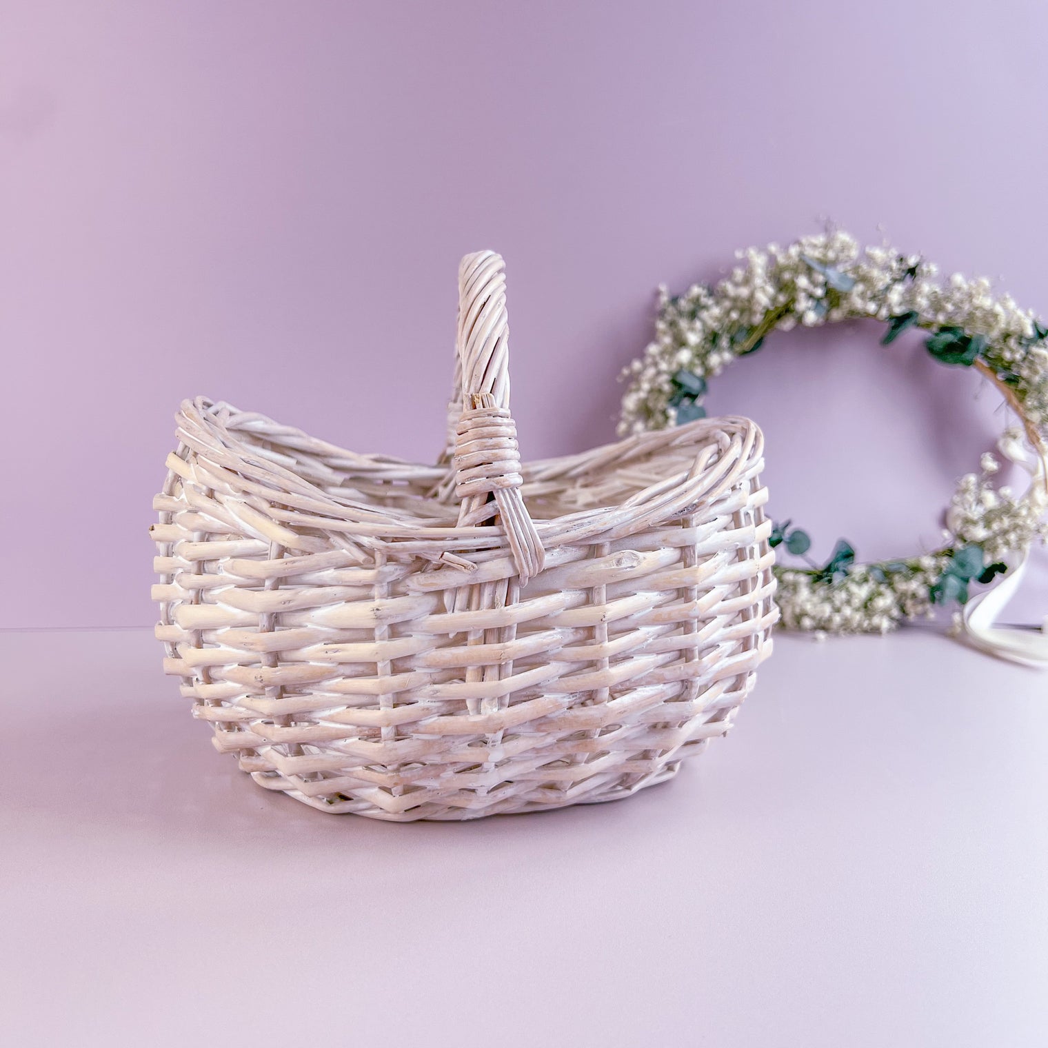 White Flower girl basket