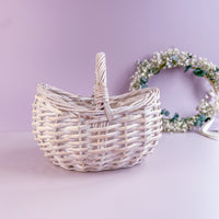 White Flower girl basket