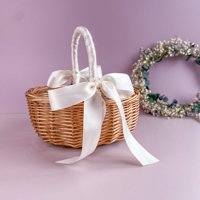 Small Flower girl basket with Ribbon